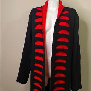 CLADESTINO Super long goth Black and Red open cardigan coat ❤️🖤☠️ M